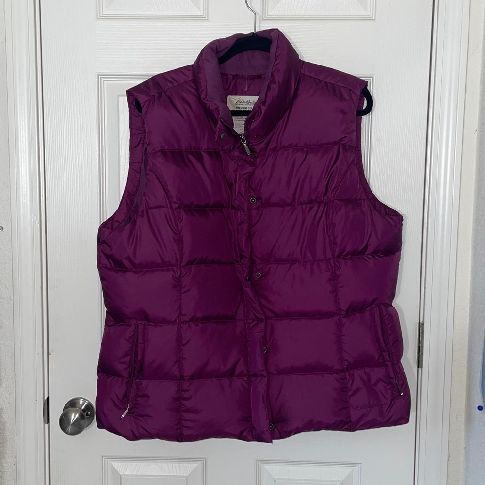 Eddie Bauer Premium Quality Goose Down Puffer Vest Size XXL Purple Excellent con